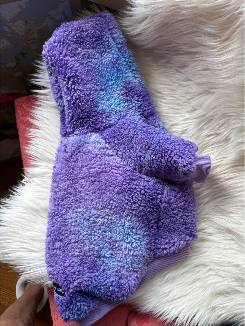 Spark Paws Cozy Purple and Blue Fleece Dog Hoodie Size Large